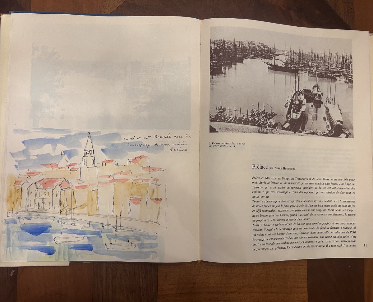 Pierre Ambrogiani  , Gouache , pièce unique + livre Marseille au temps du transbordeur .-photo-3