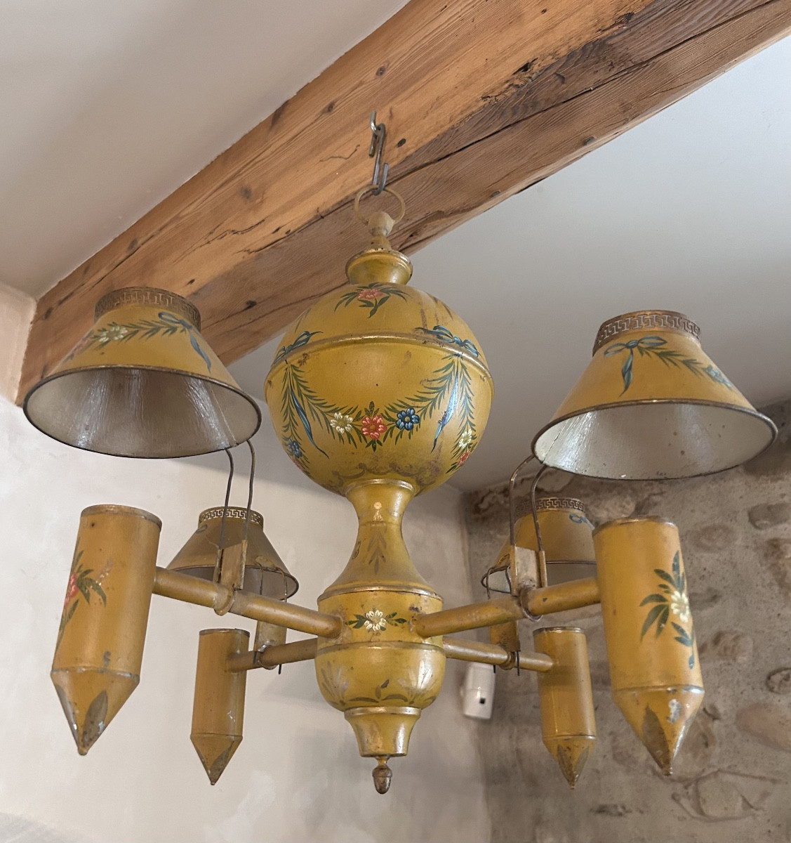 Lustre en tôle peinte , style Empire , années 1930 / 1950 