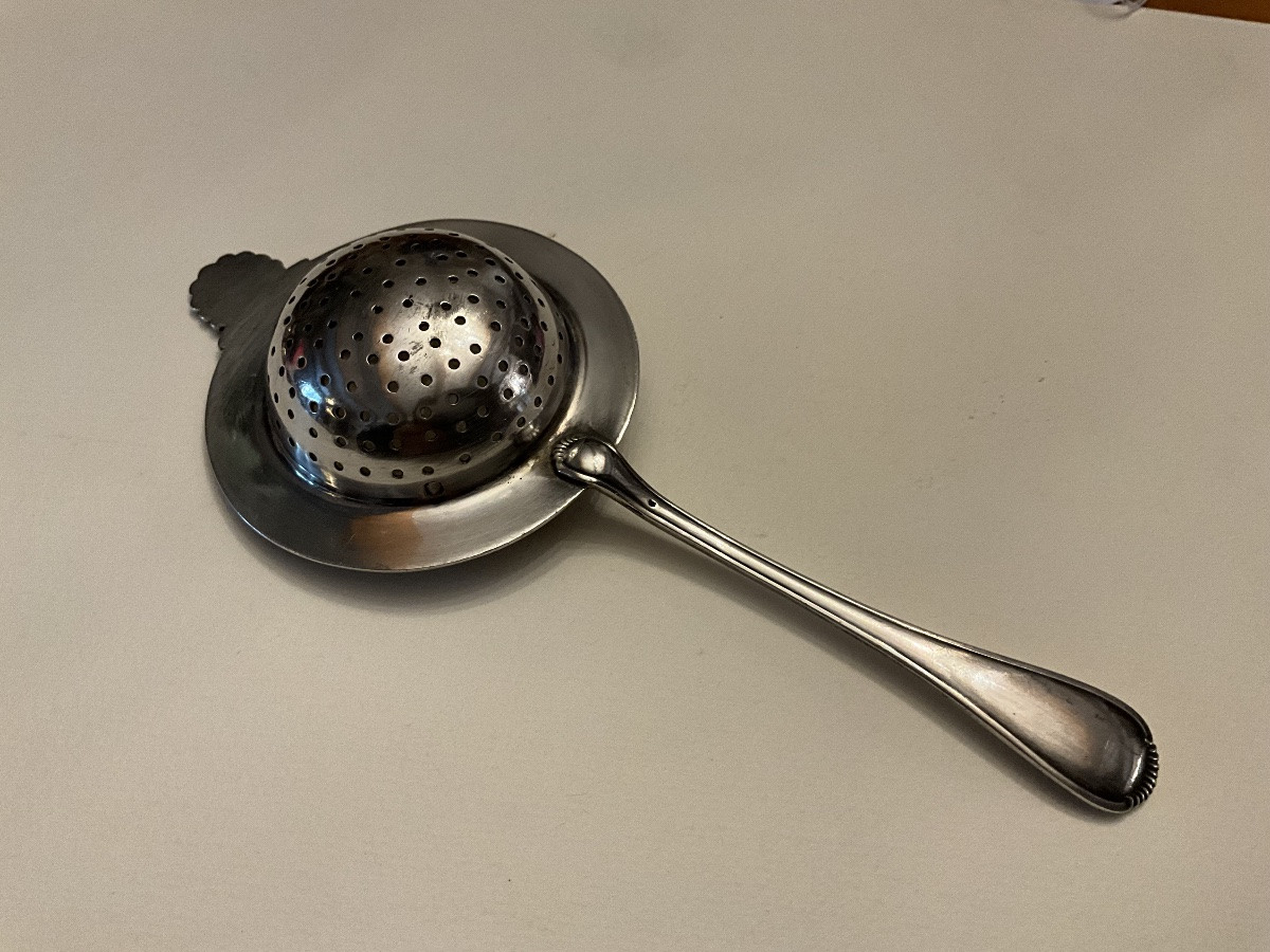 Solid Silver Tea Strainer, Sterling Silver , Minerva Hallmark-photo-2