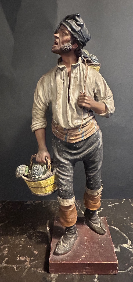 Nativity Scene Figure. Italy, 19th Century. Flower Seller 