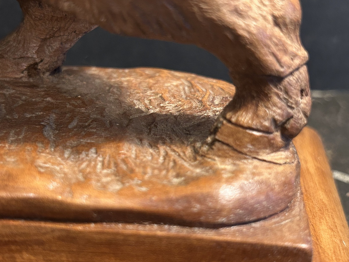 Wooden Sculpture Of A Wild Boar. Brienz Or Black Forest. Late 19th Century.-photo-3