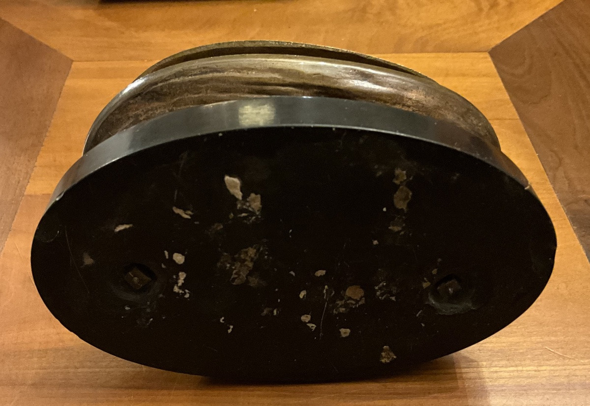 Sleeping Cupid, Trinket Tray, Bronze On A Black Marble Base. Napoleon III Period-photo-3