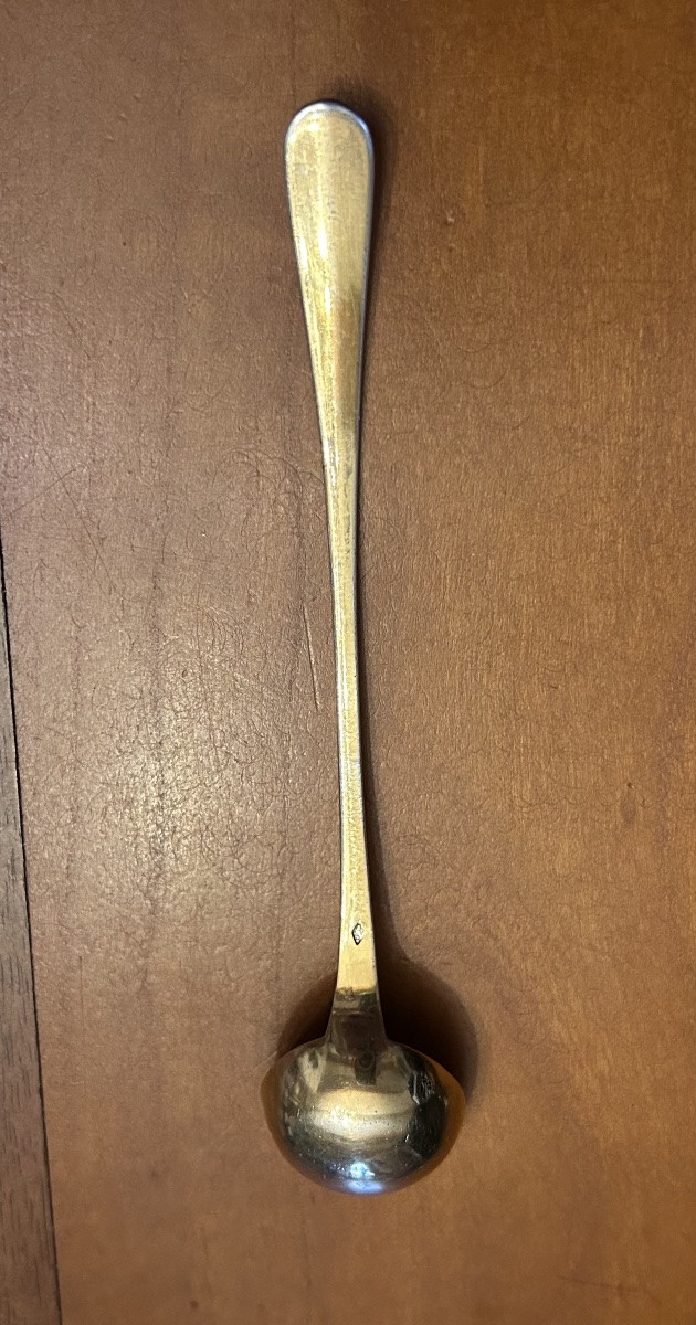 Cuillère , Louche à moutarde .  Argent doré , vermeil . XIXe siècle.-photo-4