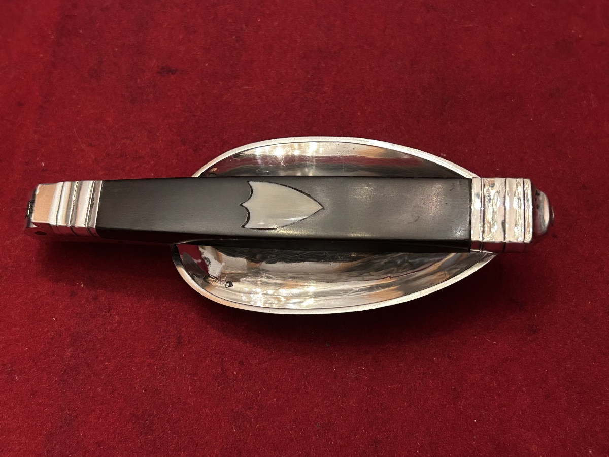 Cuillère pliante , argent 950/1000 et ébène , Poinçon Vieillard -photo-3