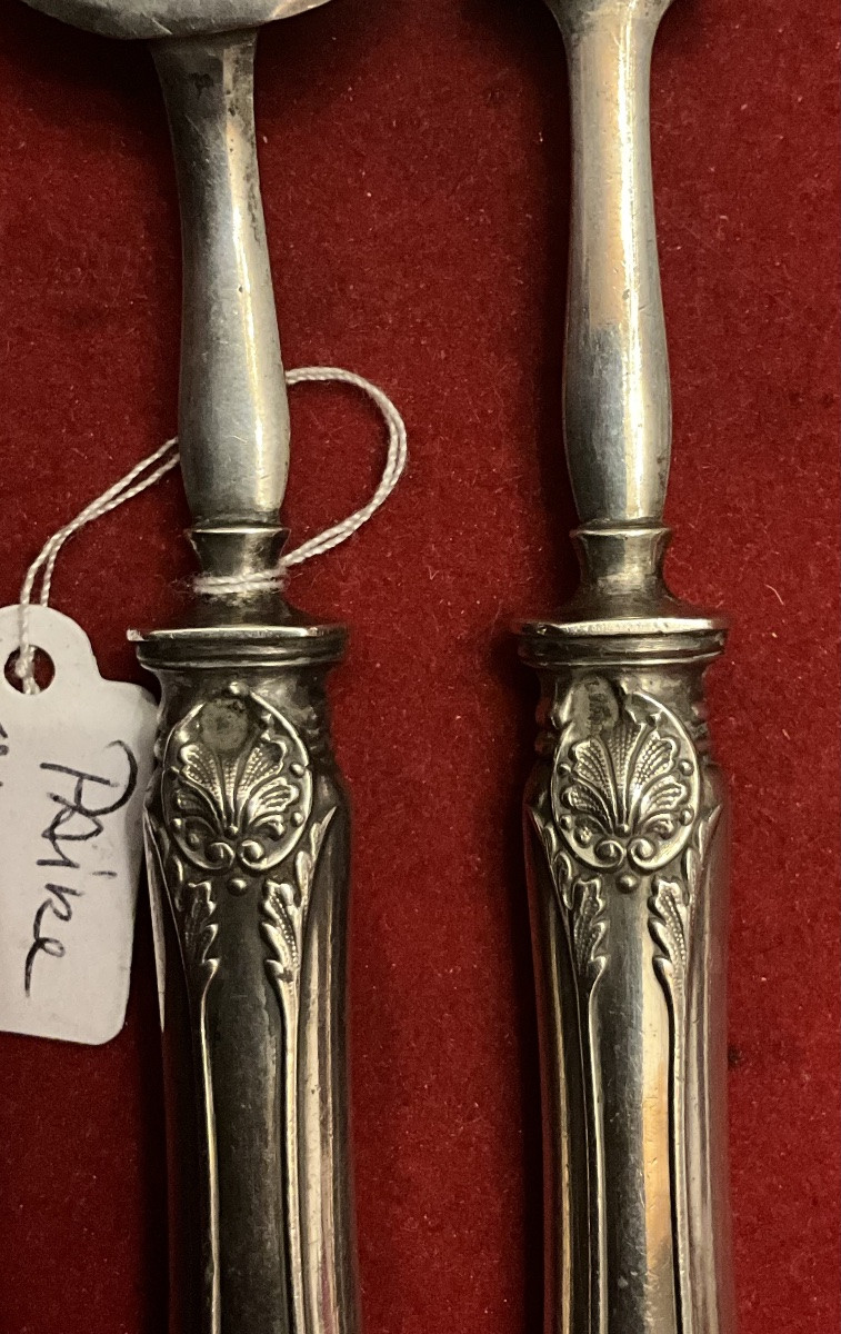 Fourchette et pelle pour mignardises , argent 950/1000 , Minerve .  poinçon Emile Puiforcat i-photo-1