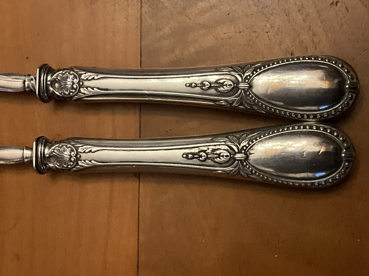 Fourchette et pelle pour mignardises , argent 950/1000 , Minerve .  poinçon Emile Puiforcat i-photo-2