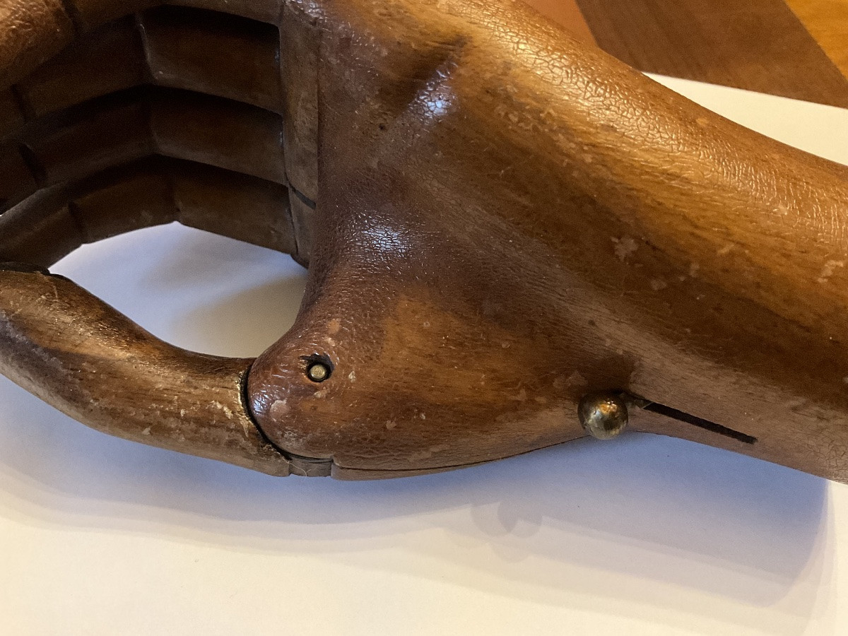 Antique Articulated Wooden Prosthetic Hand, Most Likely Made By Jacob Hüfner, Germany-photo-1