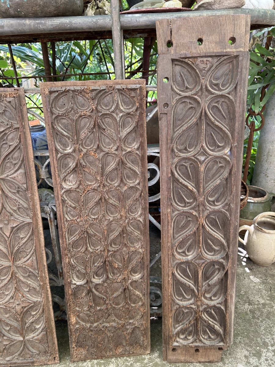 5 Panels From A Gothic Chest, Oak, 15th Century-photo-4