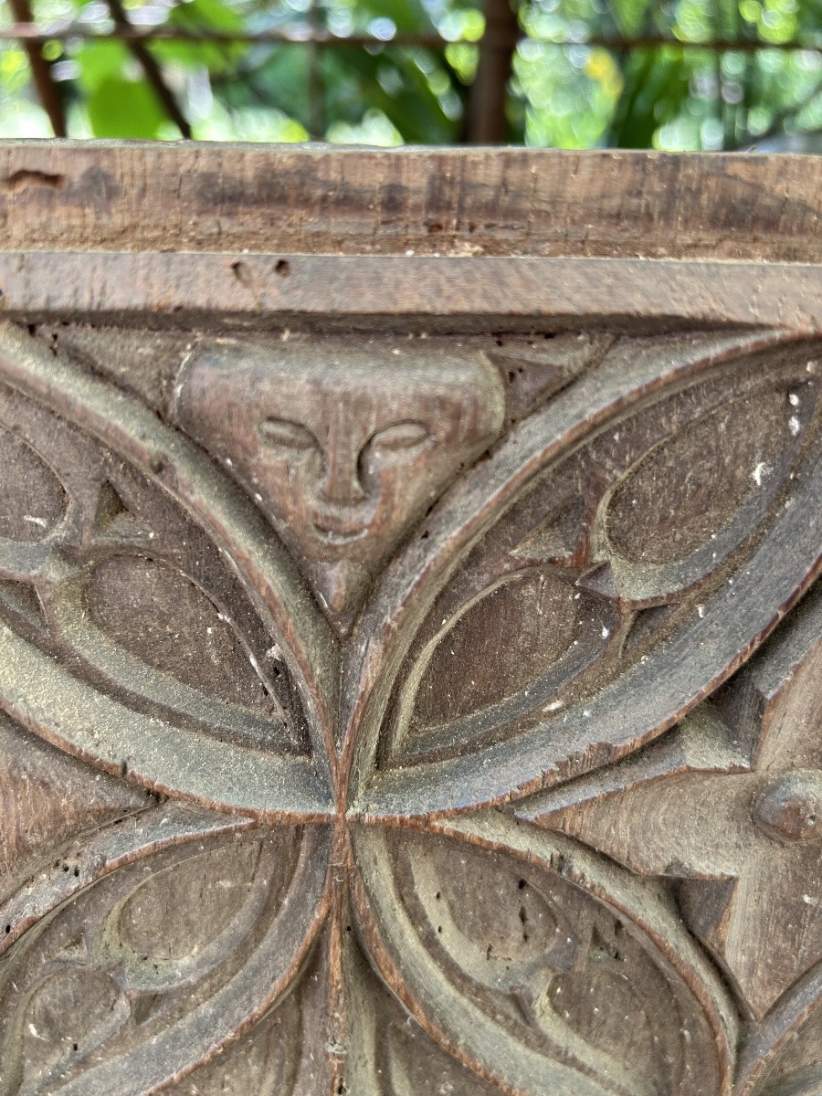 5 Panels From A Gothic Chest, Oak, 15th Century-photo-1