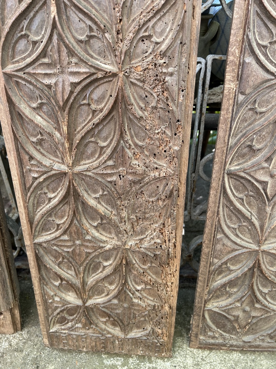 5 Panels From A Gothic Chest, Oak, 15th Century-photo-5