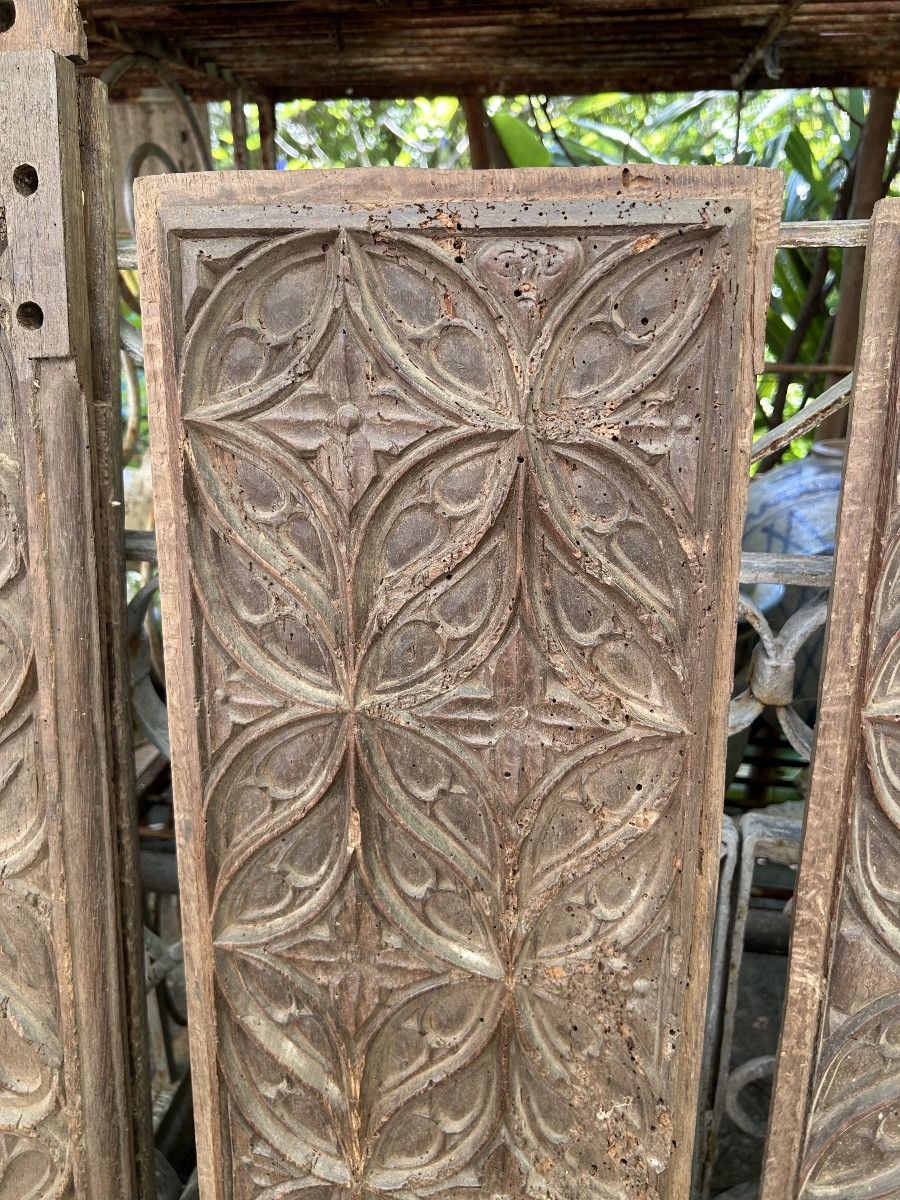 5 Panels From A Gothic Chest, Oak, 15th Century-photo-6