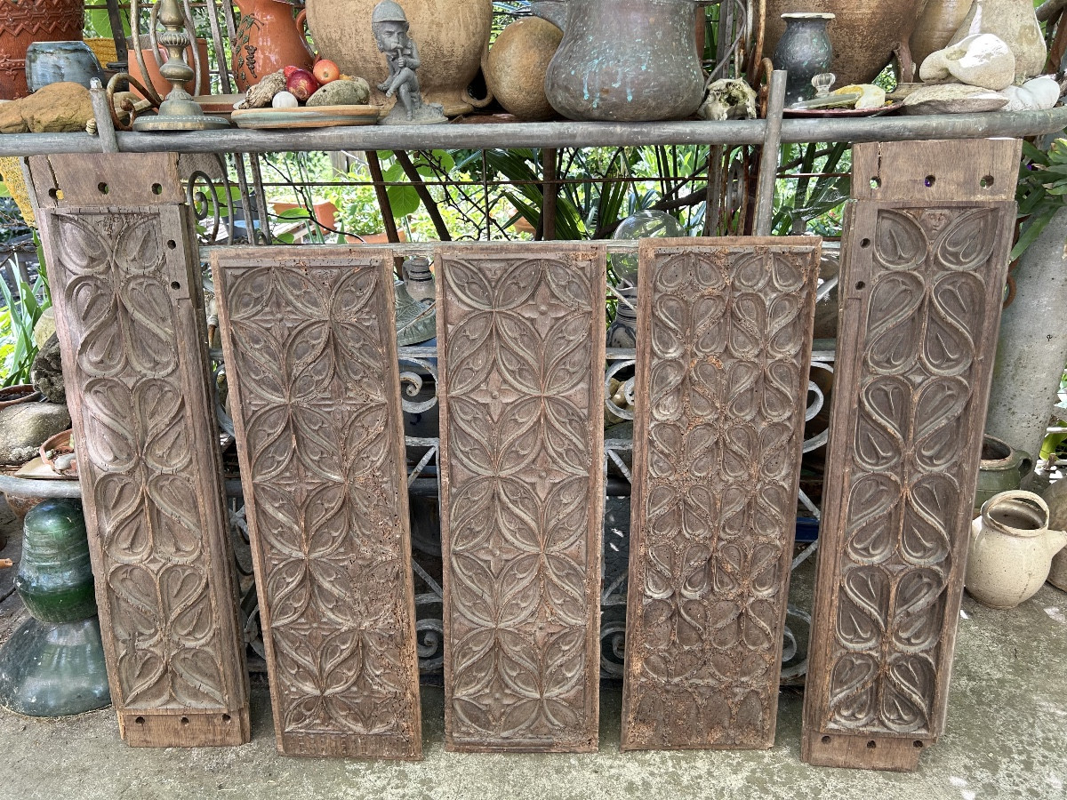 5 Panels From A Gothic Chest, Oak, 15th Century