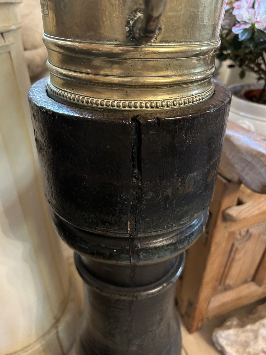 Large Bronze Apothecary Mortar On Original Base, 1794-photo-6