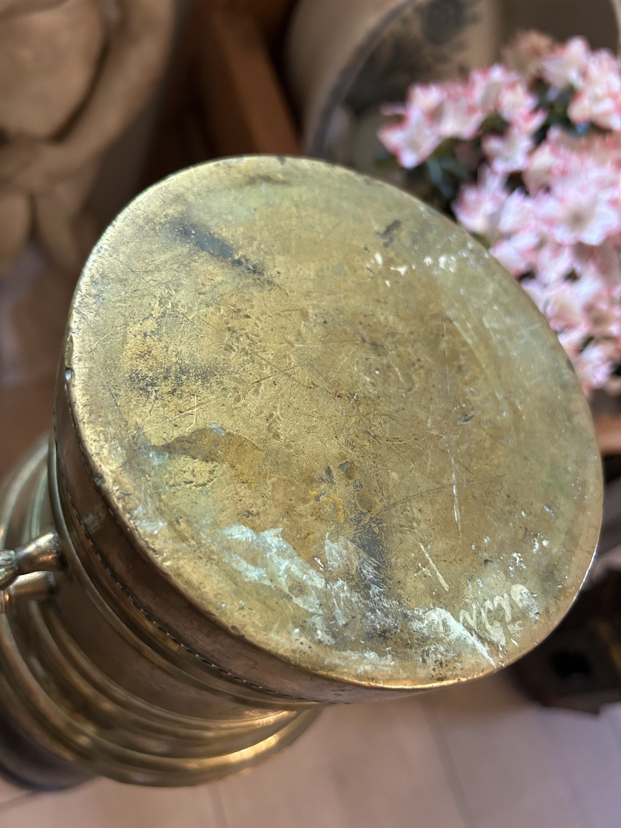 Large Bronze Apothecary Mortar On Original Base, 1794-photo-7