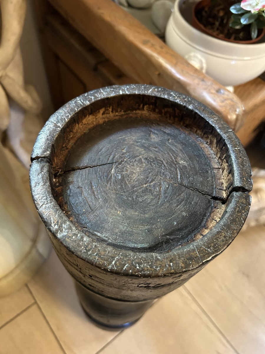 Large Bronze Apothecary Mortar On Original Base, 1794-photo-8