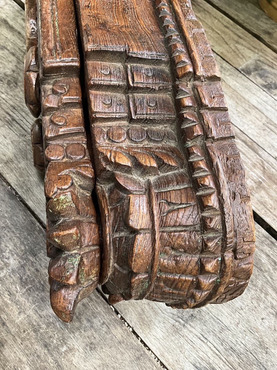 Boîte à épices en bois sculpté , Inde , XIXe siècle -photo-4