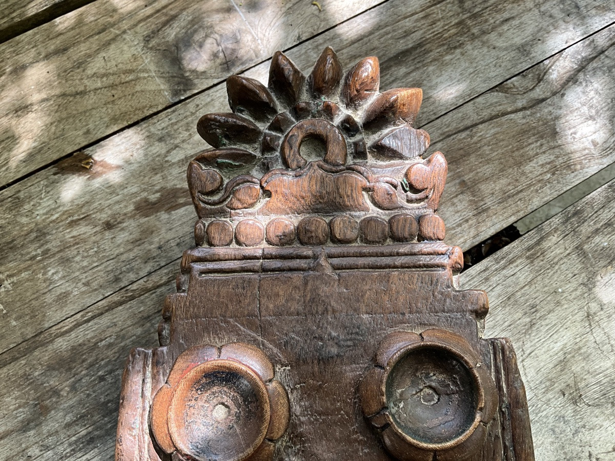 Boîte à épices en bois sculpté , Inde , XIXe siècle -photo-1