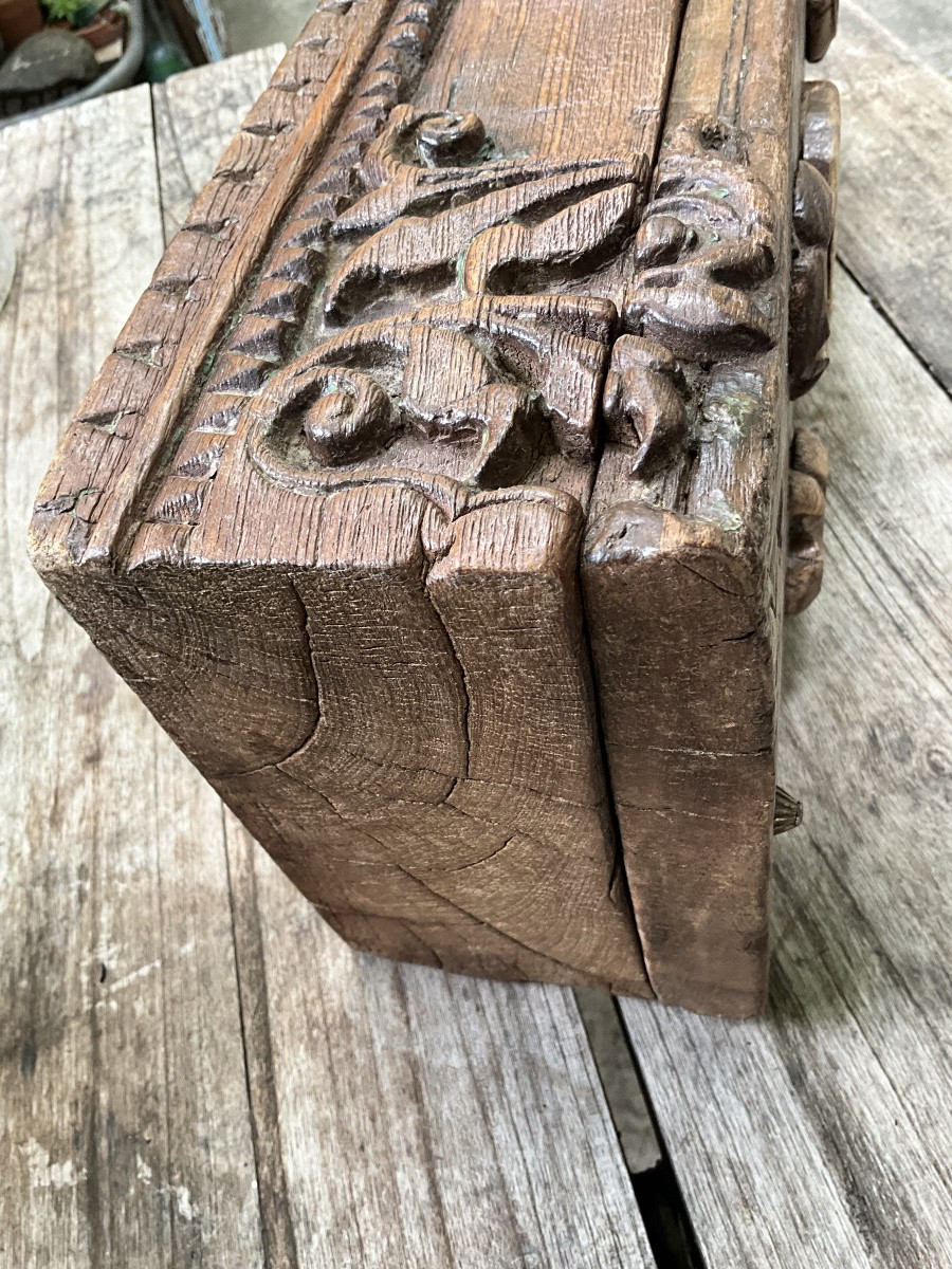 Boîte à épices en bois sculpté , Inde , XIXe siècle -photo-3