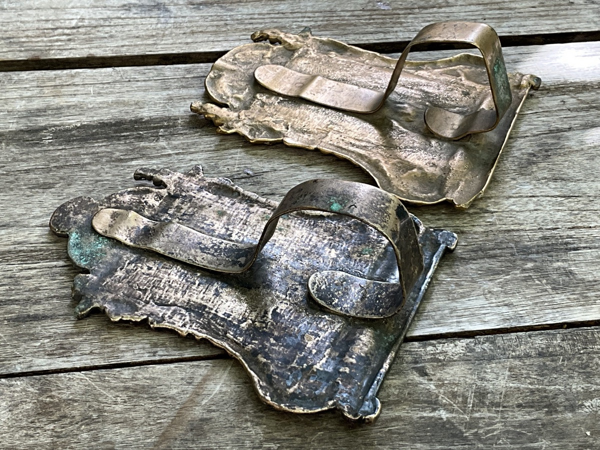 2 baisers de paix ou osculatoires en bronze , XVIIIème siècle -photo-6