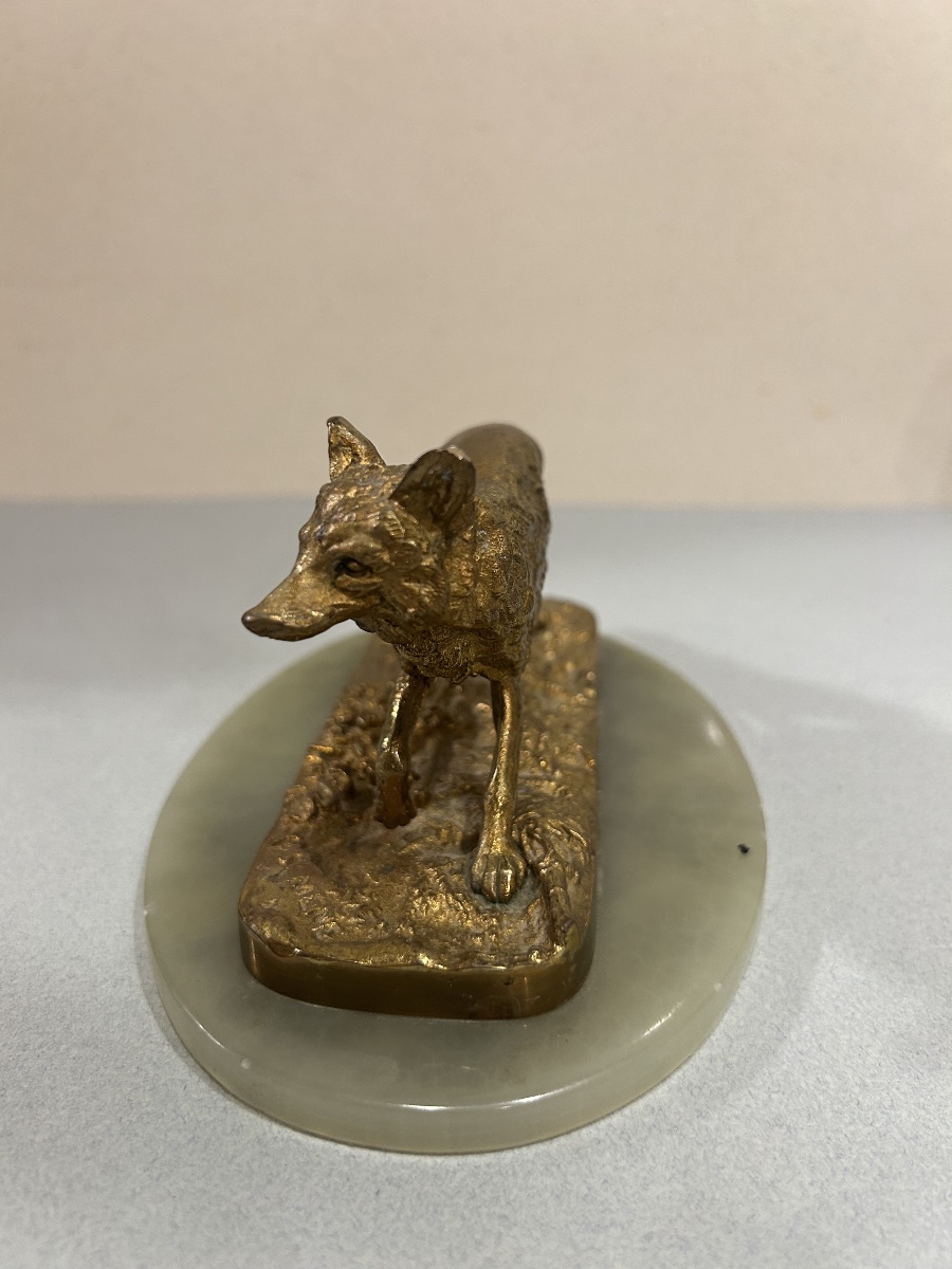 Small Bronze Sculpture Of A Fox, Signed P. J. Mène -photo-2