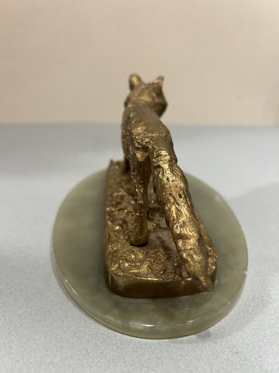 Small Bronze Sculpture Of A Fox, Signed P. J. Mène -photo-4
