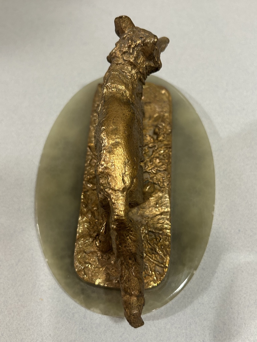 Small Bronze Sculpture Of A Fox, Signed P. J. Mène -photo-3