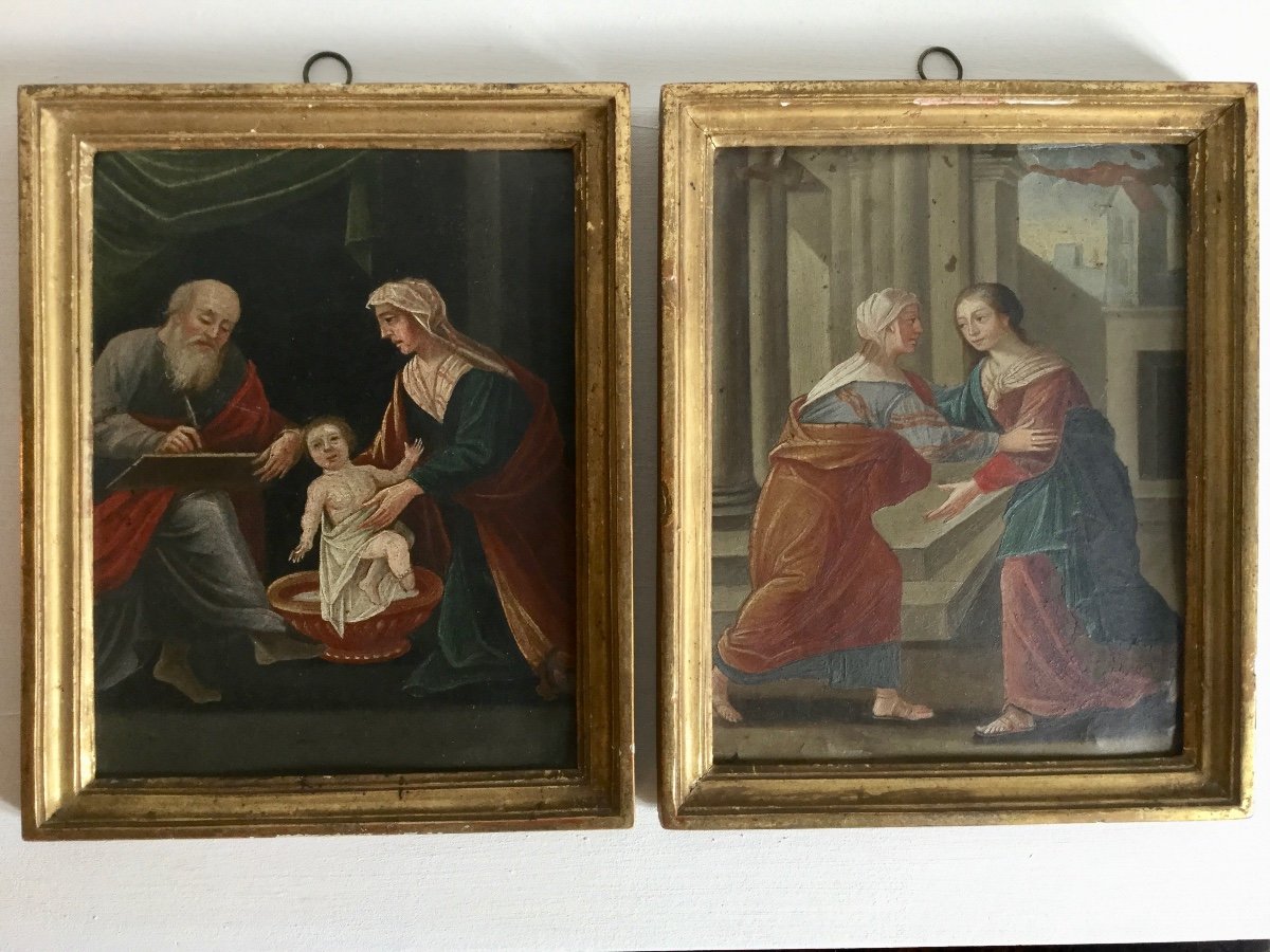 2 Oil Paintings On Copper. Italy 18th Century.