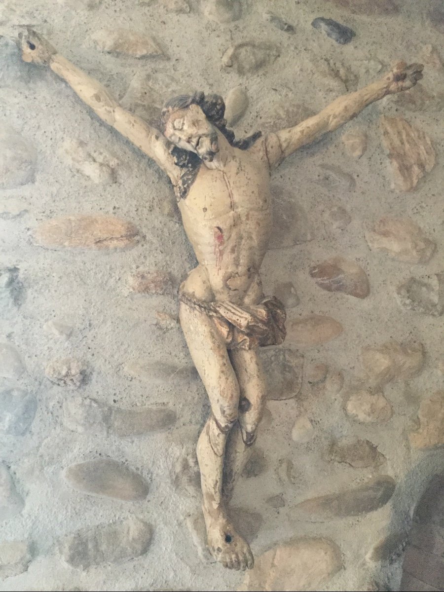 Large Christ In Carved And Painted Wood, XVIIth Century, Southern Germany Or Austria-photo-8