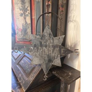 Ancien enseigne en fer forgé et zinc , Rose de Vents , XIXe siècle 