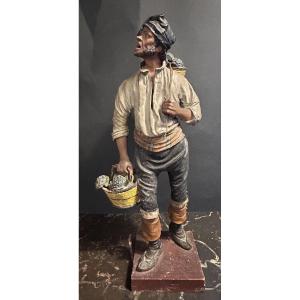 Nativity Scene Figure. Italy, 19th Century. Flower Seller 