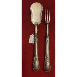 Fourchette et pelle pour mignardises , argent 950/1000 , Minerve .  poinçon Emile Puiforcat i