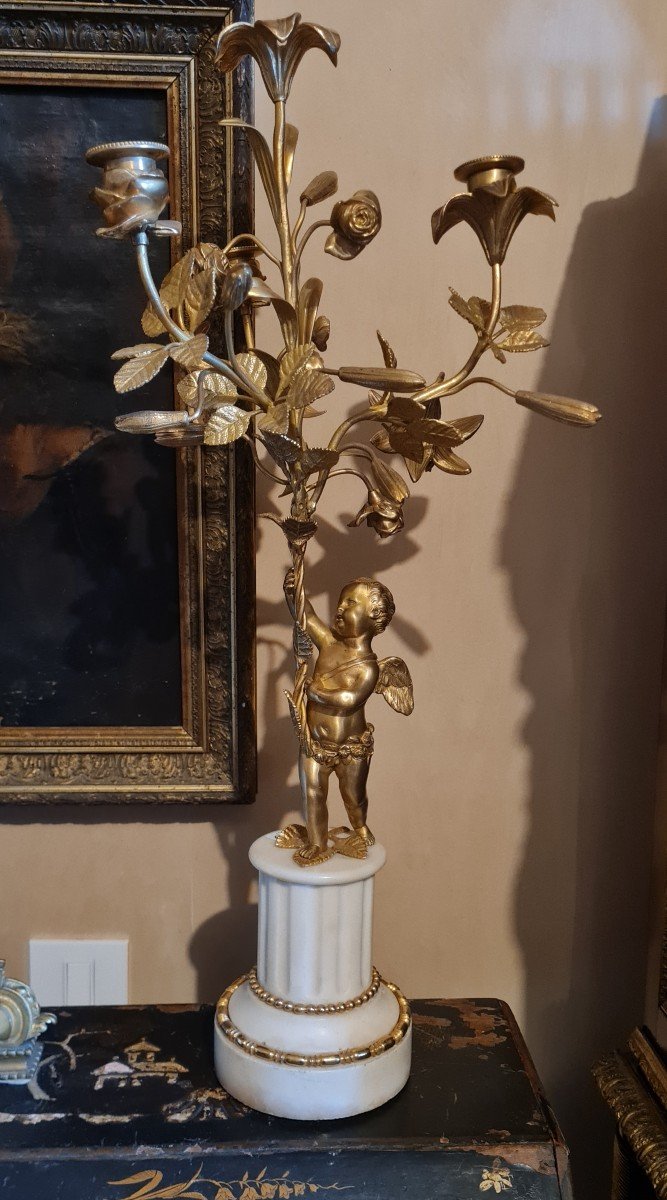 Garniture De Cheminée En Bronze Et Marbre Louis XVI -photo-2