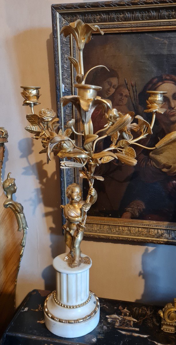 Garniture De Cheminée En Bronze Et Marbre Louis XVI -photo-5