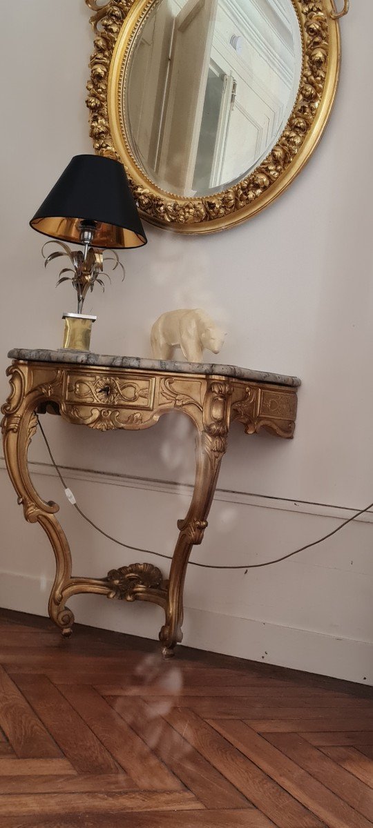 Trumeau Mirror In Patinated Golden Wood, Napoleon III-photo-2