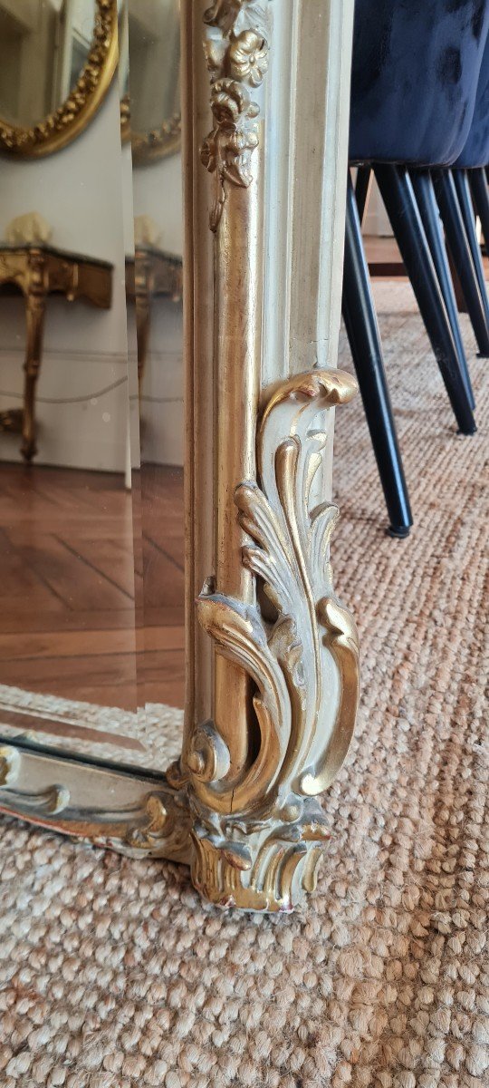 Trumeau Mirror In Patinated Golden Wood, Napoleon III-photo-4