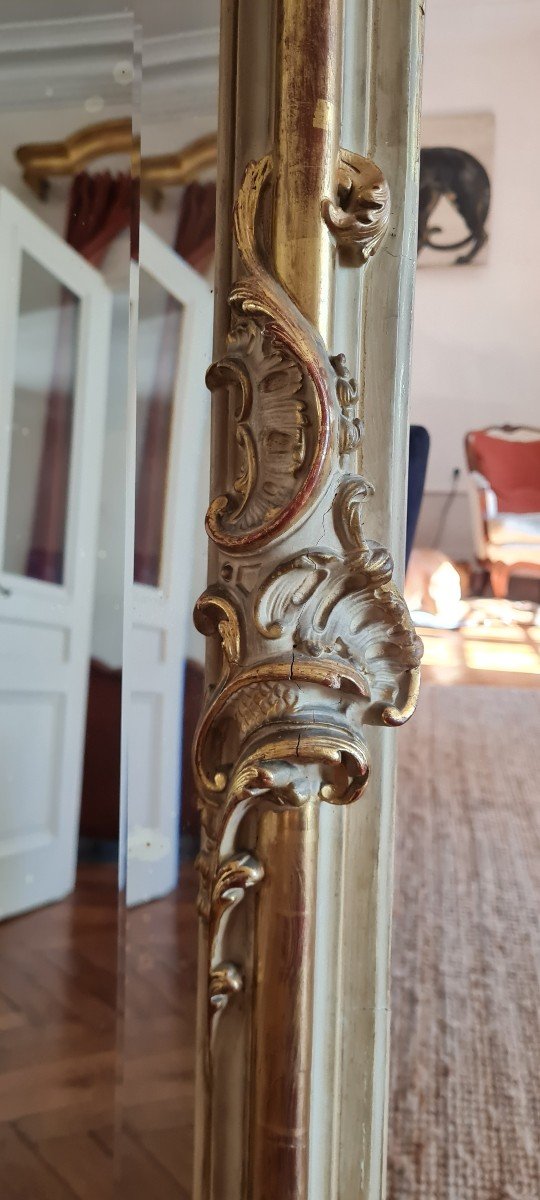 Trumeau Mirror In Patinated Golden Wood, Napoleon III-photo-6