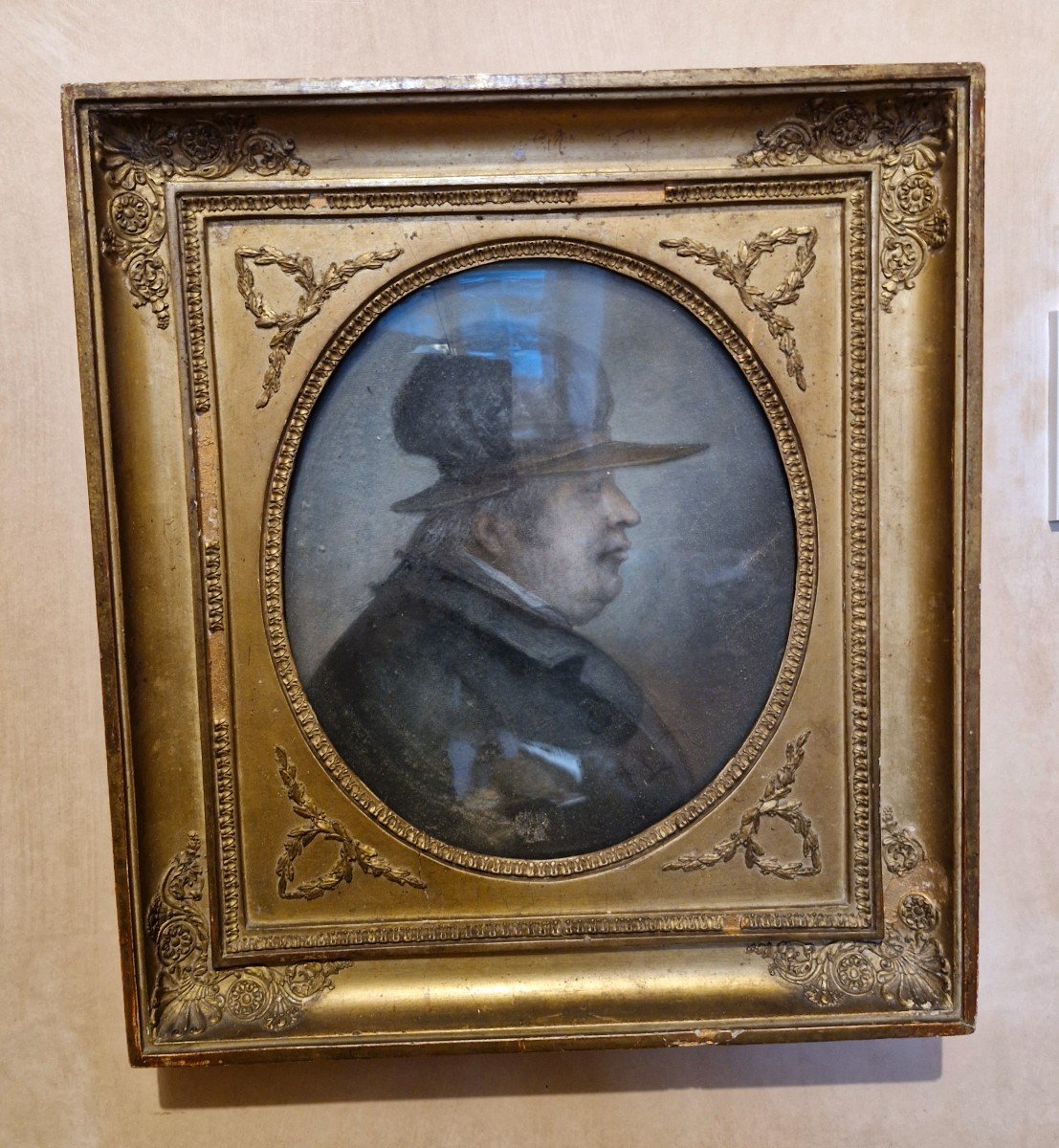 Pastel, Profil d'Homme époque Empire-photo-4