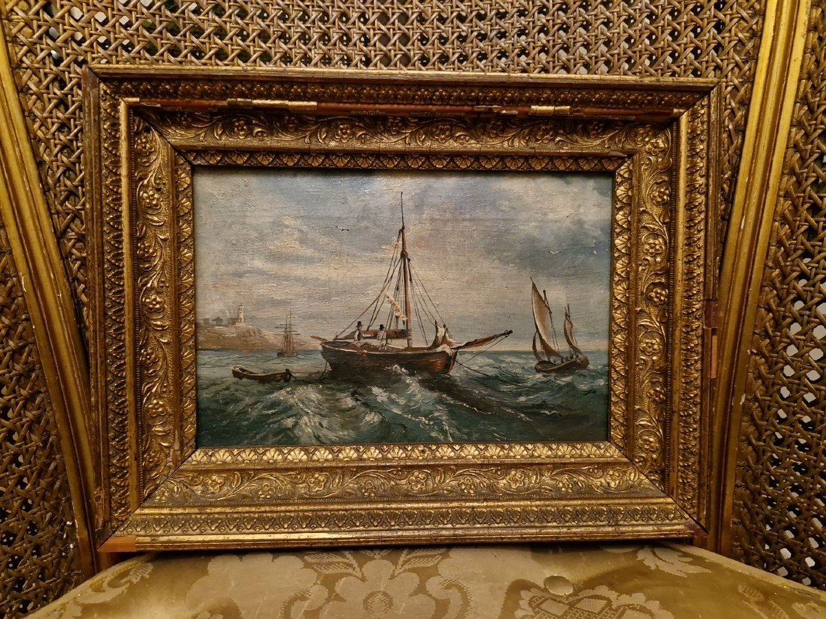 Oil On Marine Canvas 19th Century 