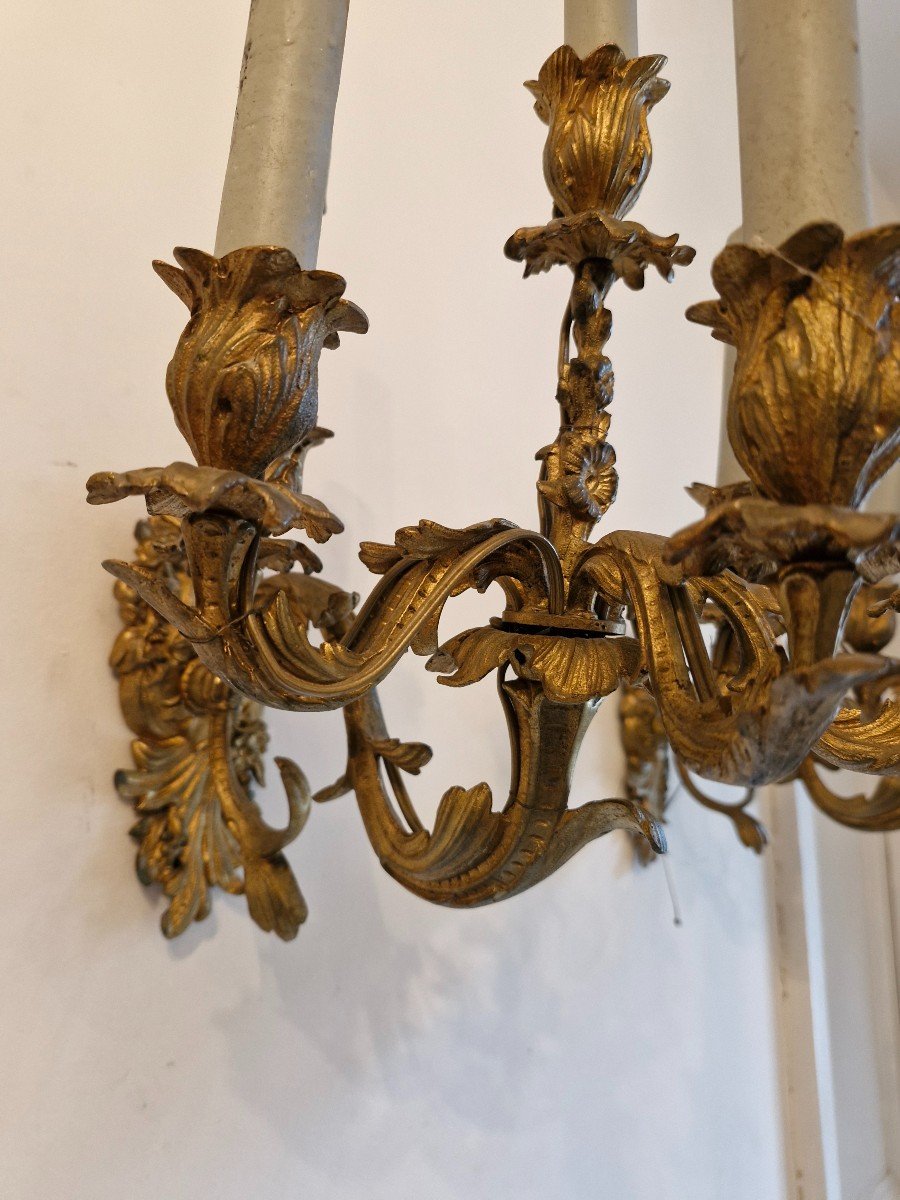 Paire d'Applique En Bronze Style Louis XV -photo-2