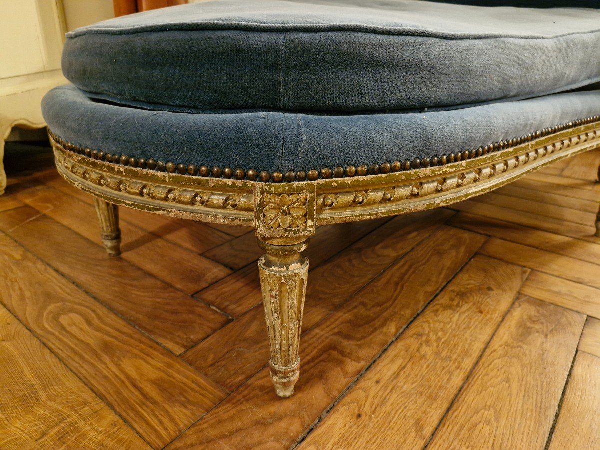 Louis XVI Style Daybed In Gray Lacquered Wood -photo-2