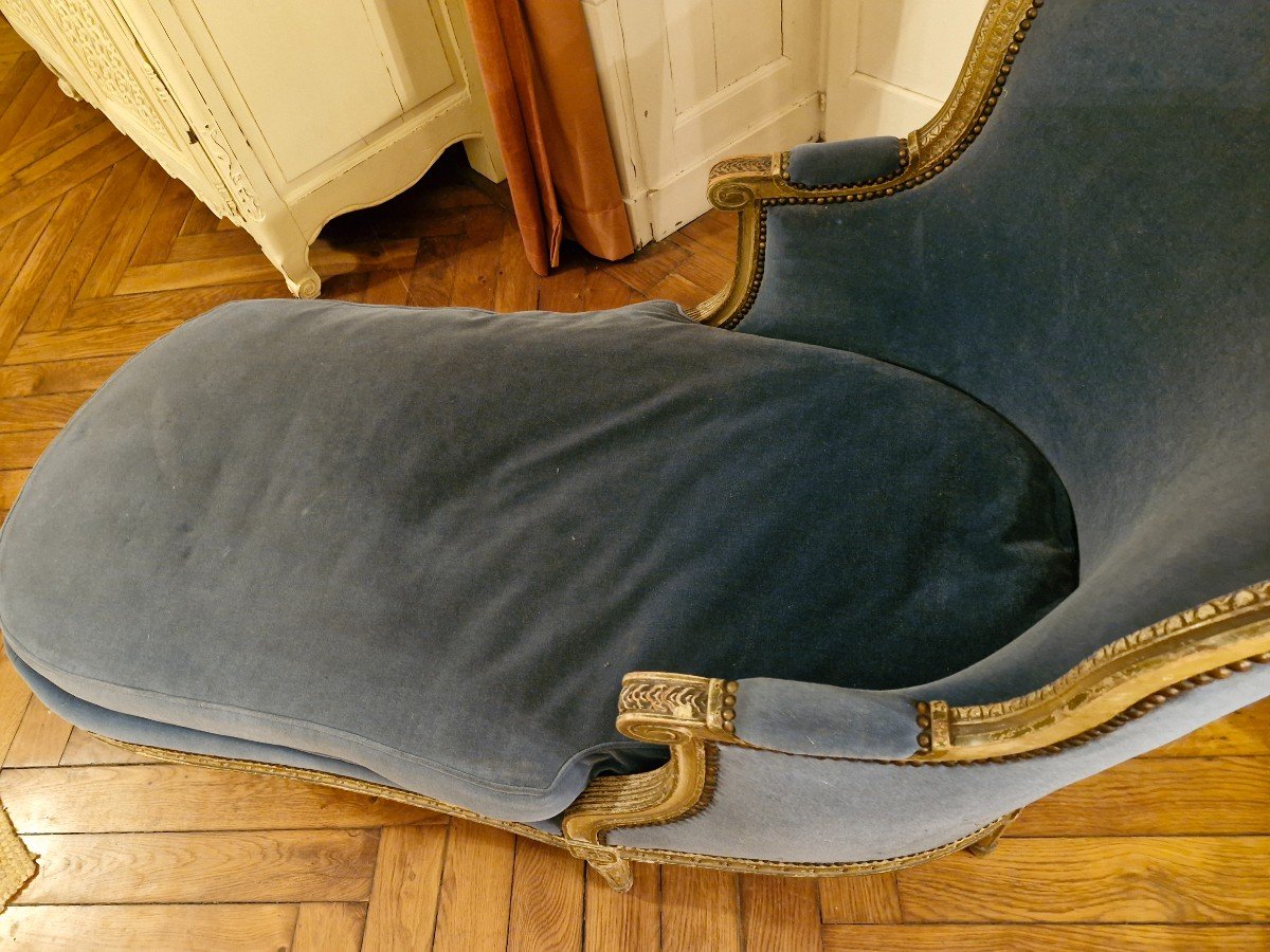 Louis XVI Style Daybed In Gray Lacquered Wood -photo-4