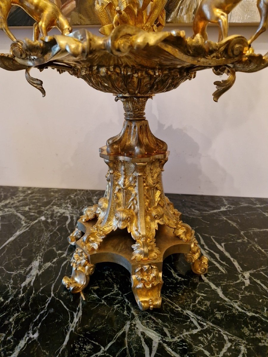 Napoleon III Bronze And Crystal Centerpiece -photo-3