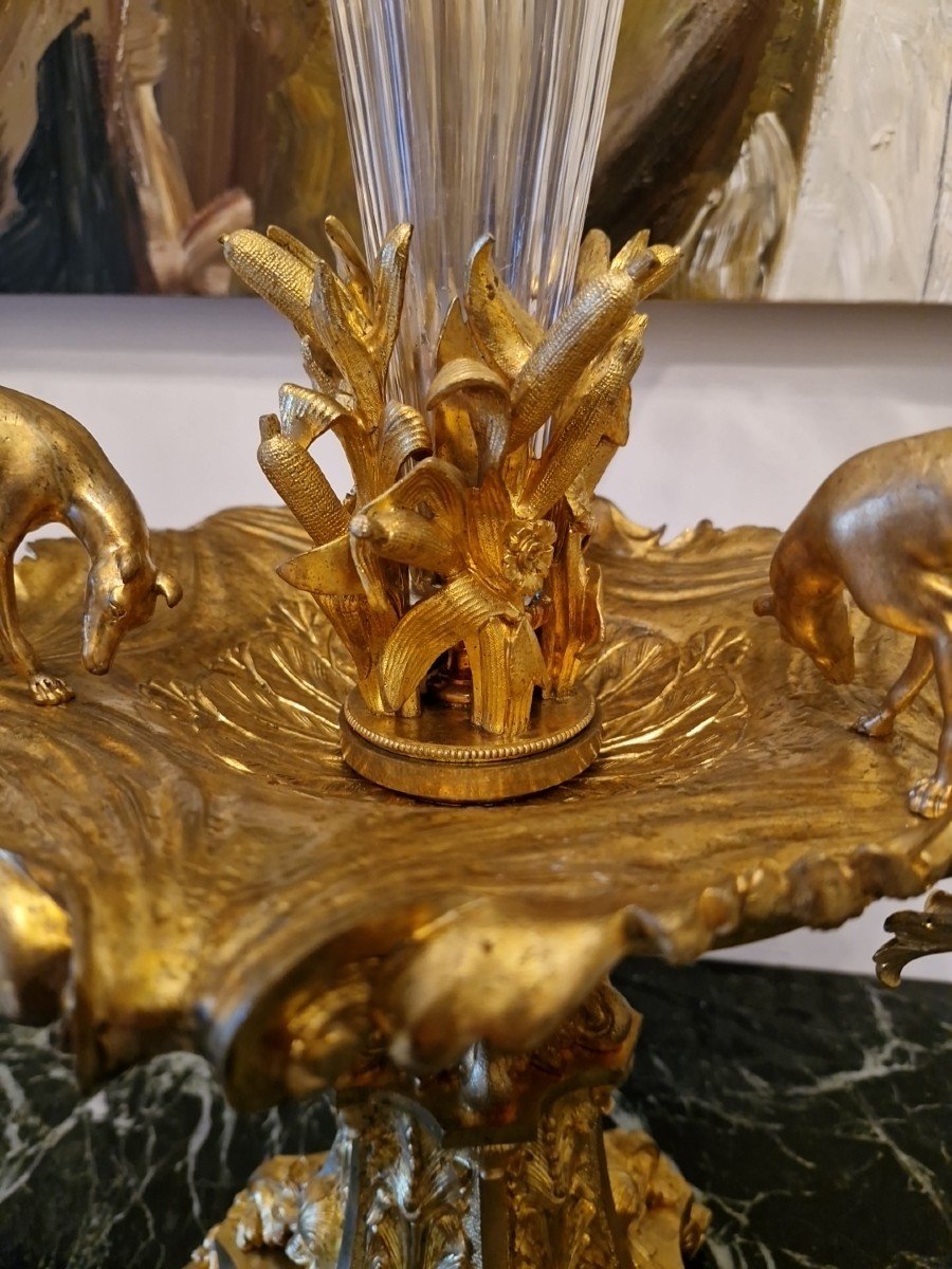 Napoleon III Bronze And Crystal Centerpiece -photo-4