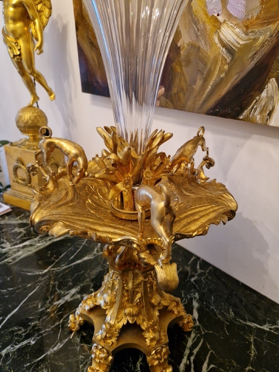 Centre De Table En Bronze Et Cristal Napoléon III -photo-1
