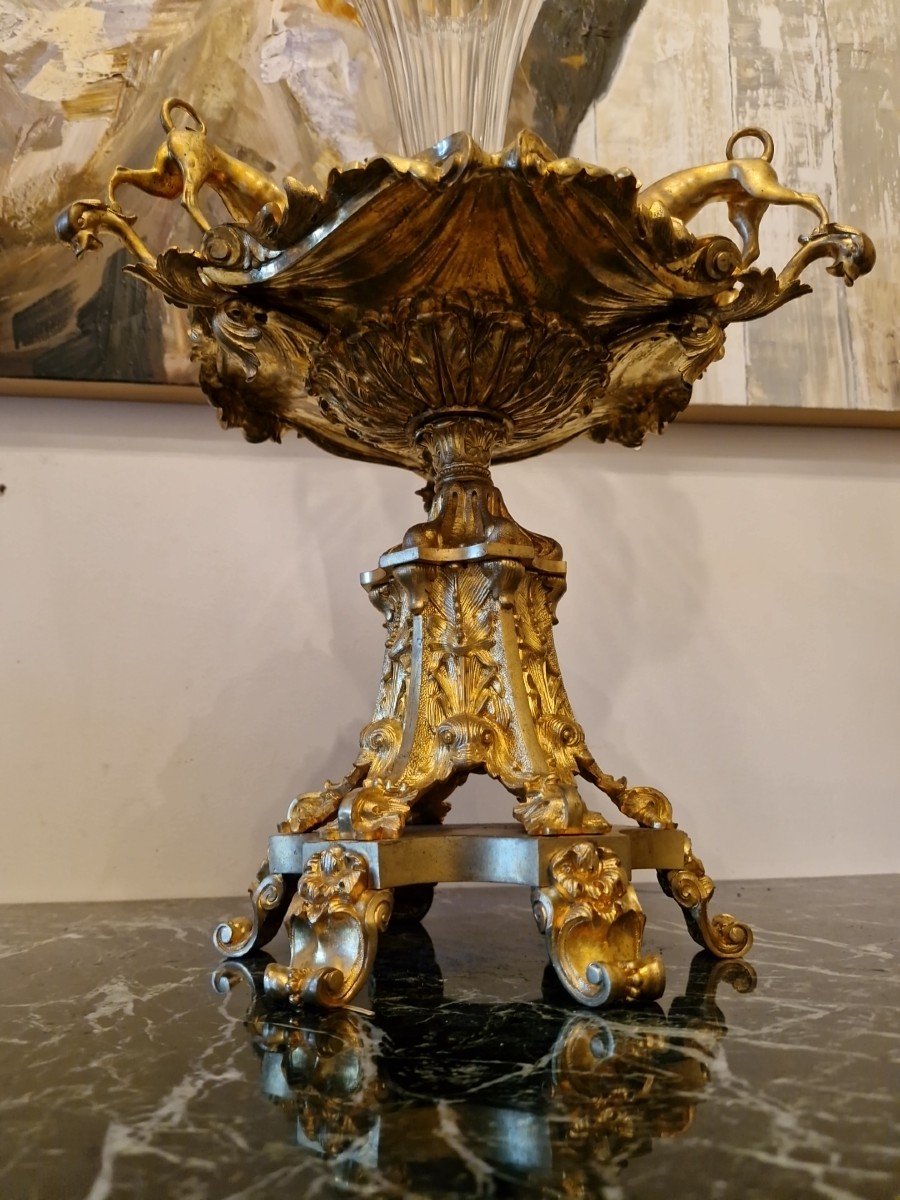 Centre De Table En Bronze Et Cristal Napoléon III -photo-4