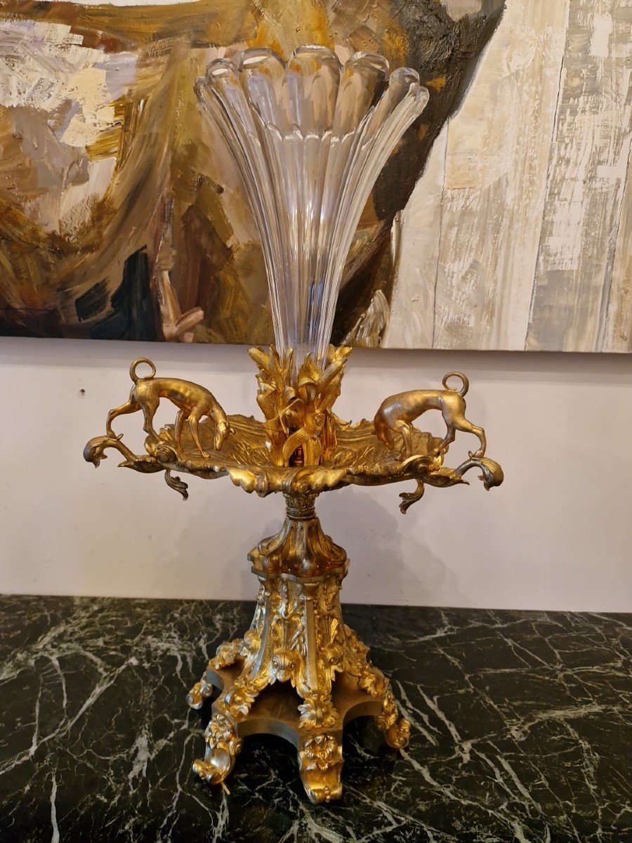 Centre De Table En Bronze Et Cristal Napoléon III 