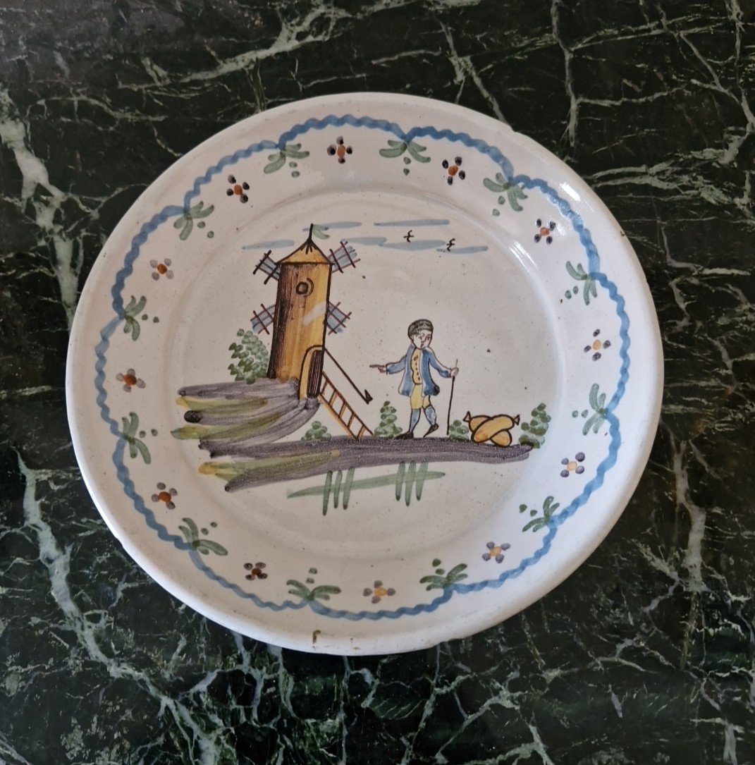 18th Century Nevers Earthenware Plate 