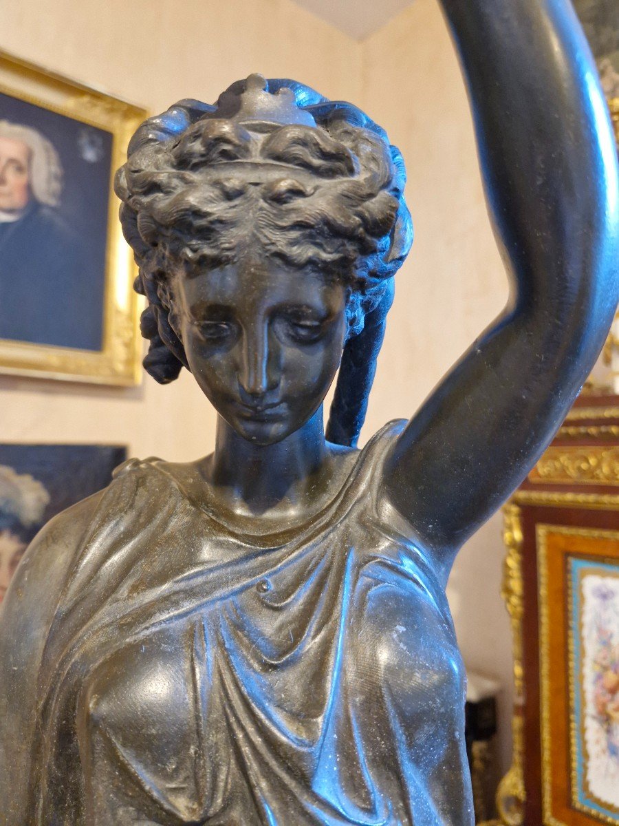 Large Antique Woman Torchiere-photo-3