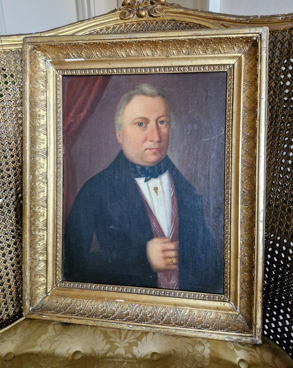 Portrait Of A Man Oil On Canvas, 19th Century 