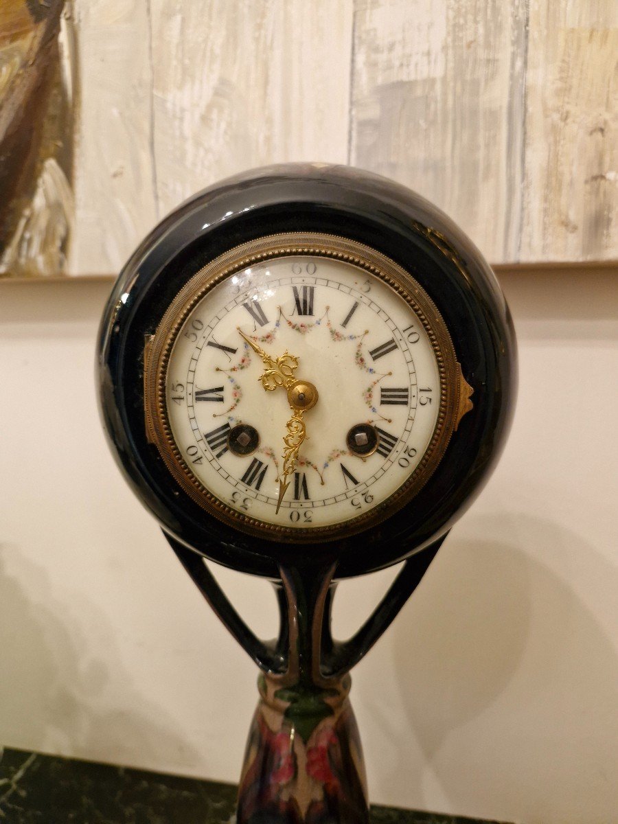 Zuid Gouda Holland, Art Nouveau Earthenware Clock -photo-2